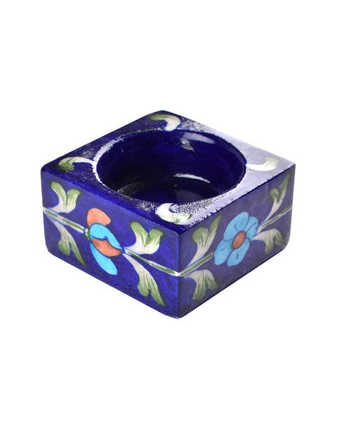 Blue Pottery Candle Holder Set Of 2pcs.